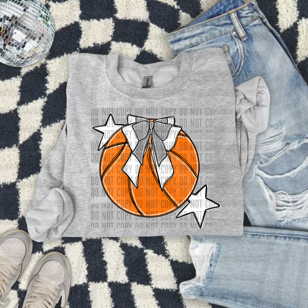 Basketball Bow DTF transfer in Silver