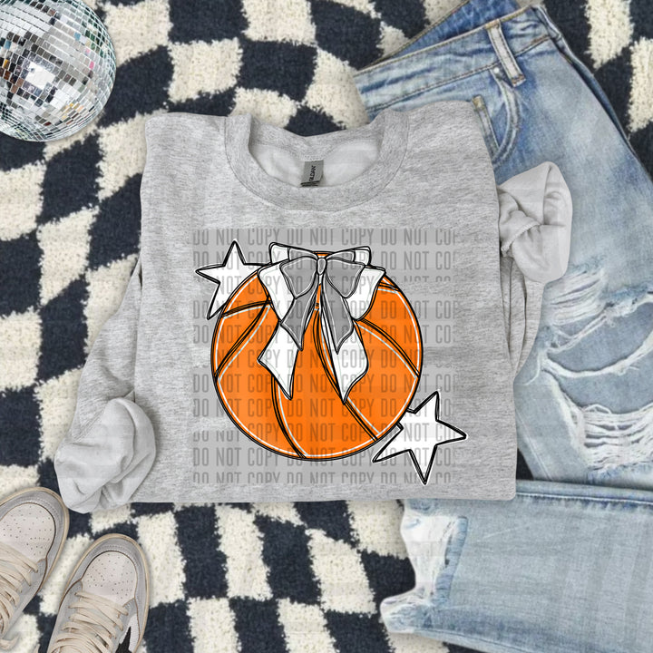 Basketball Bow DTF transfer in Silver