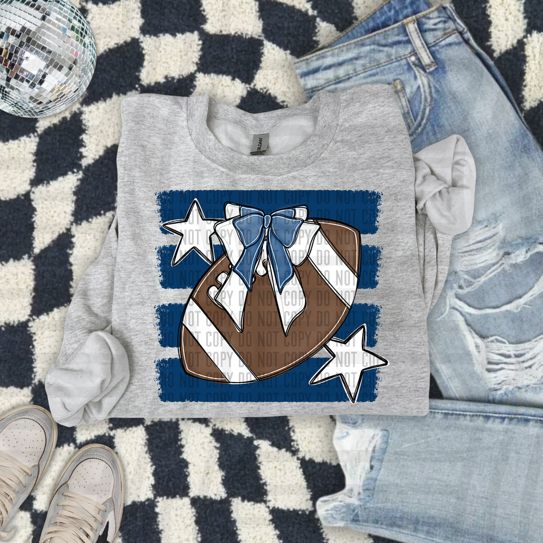 Football Bow DTF transfer in Navy
