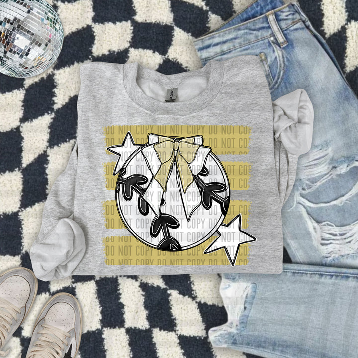 Baseball Bow DTF transfer in Light Gold