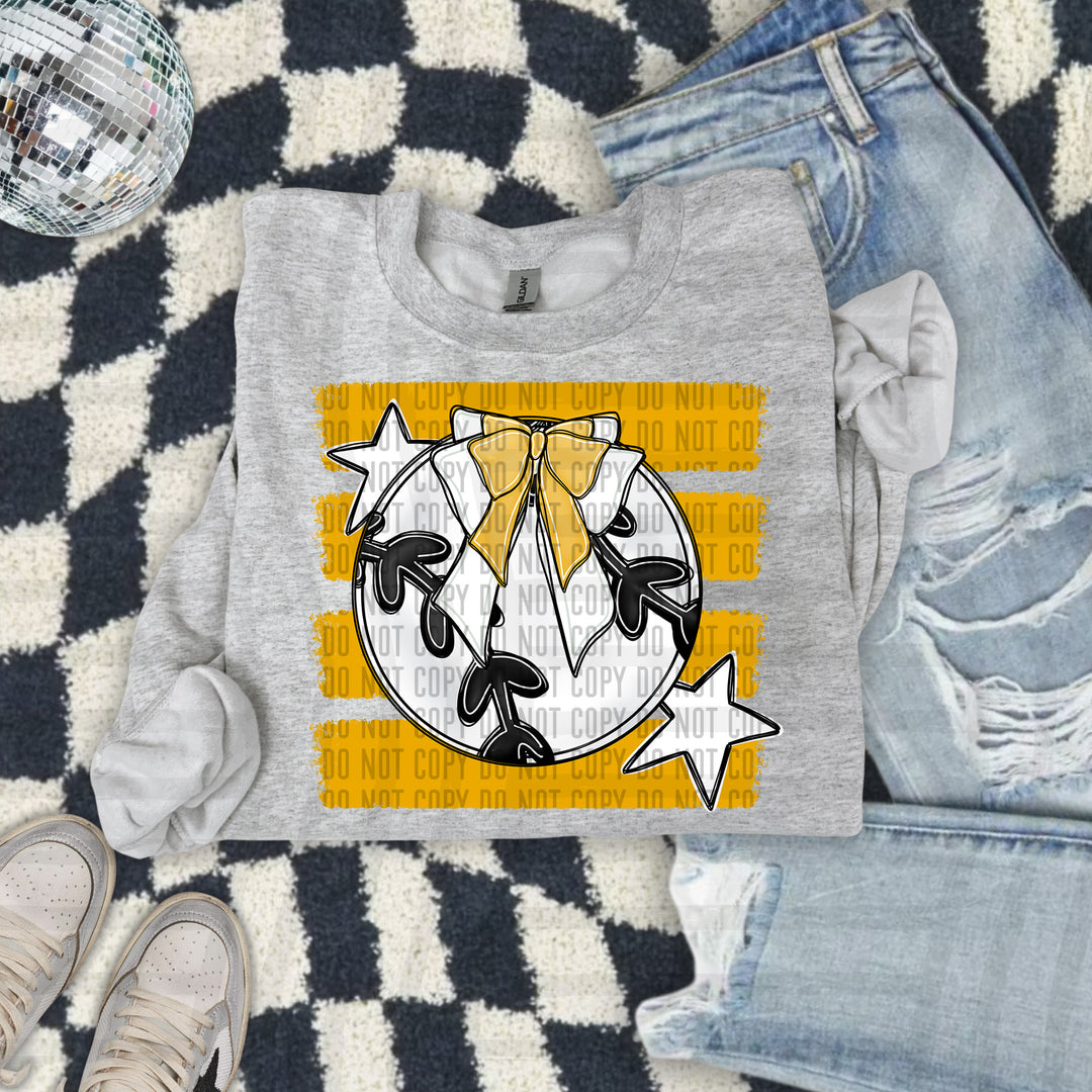 Baseball Bow DTF transfer in Mustard