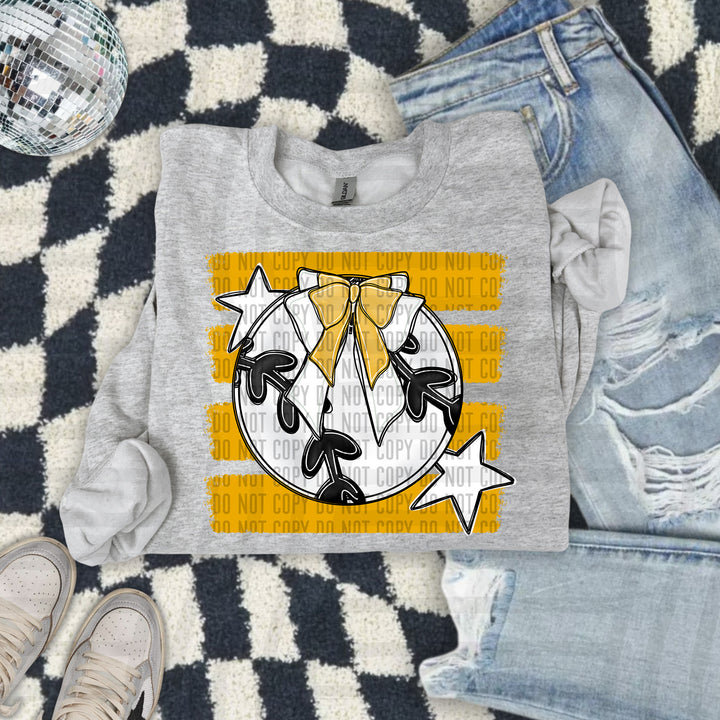 Baseball Bow DTF transfer in Mustard