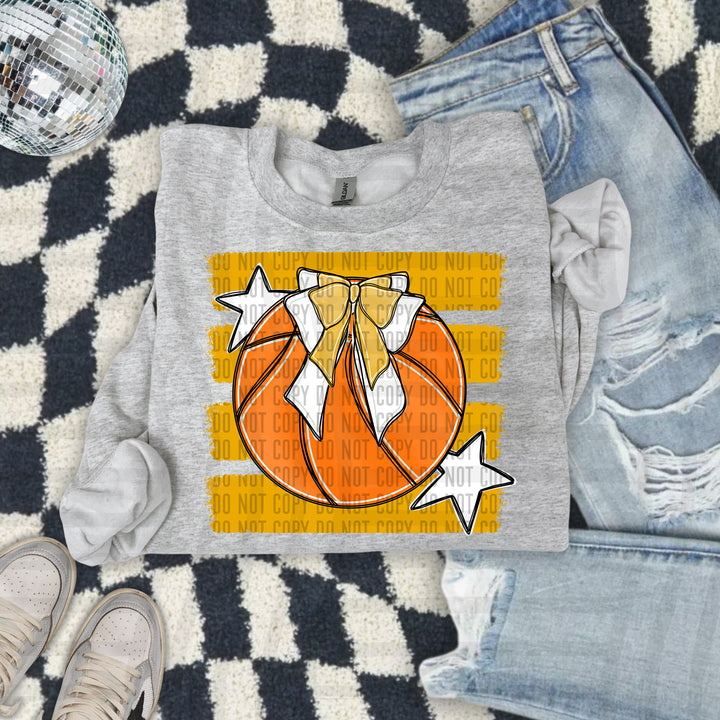 Basketball Bow DTF transfer in Mustard