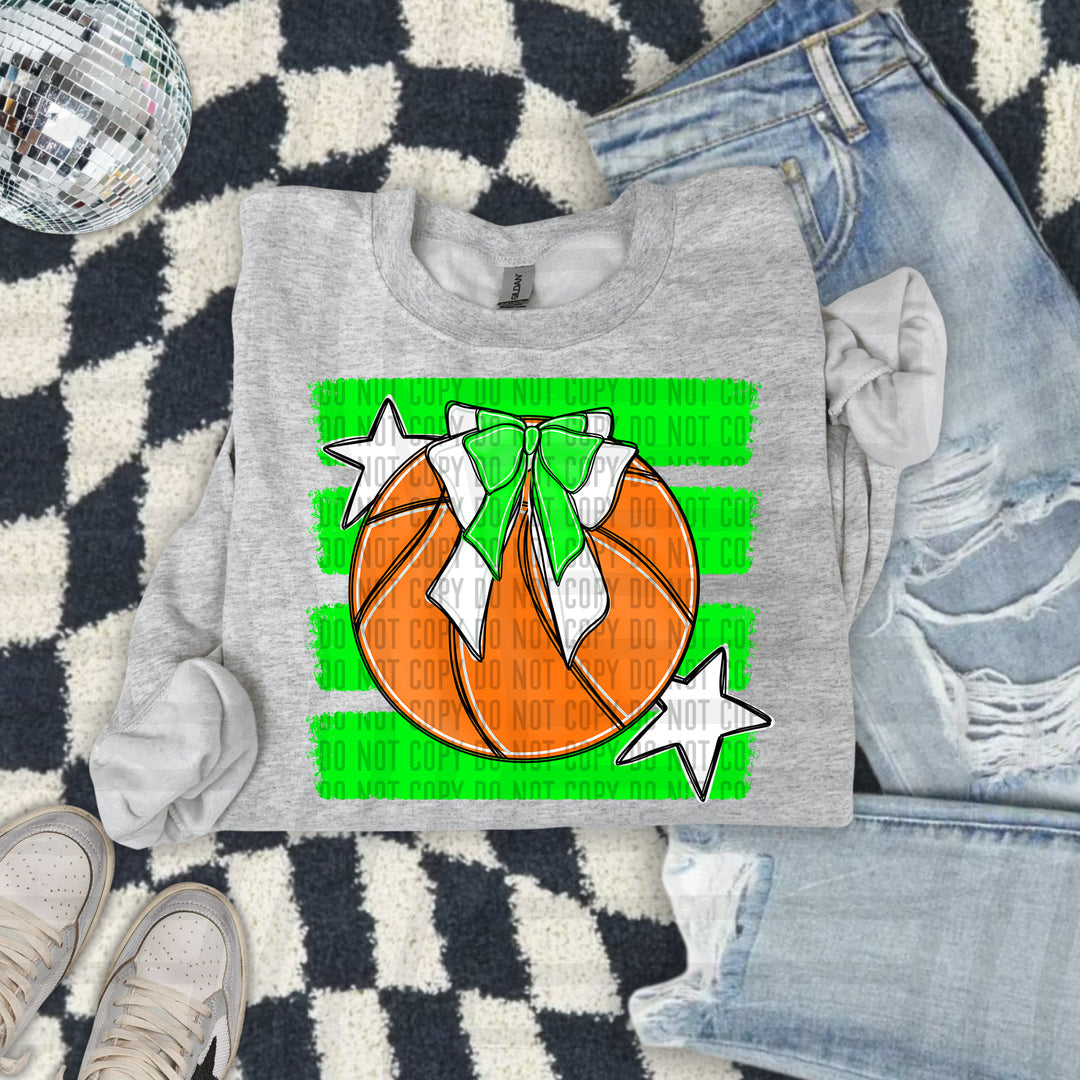 Basketball Bow DTF transfer in Lime