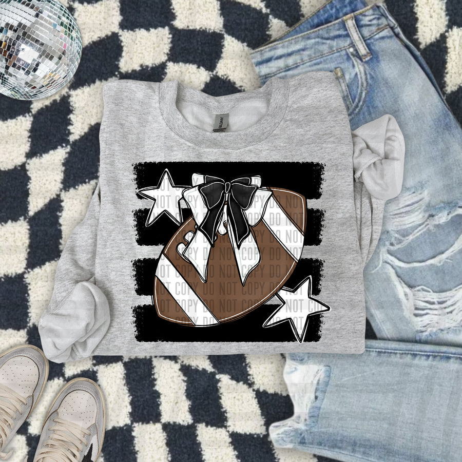Football Bow DTF transfer in Black & White
