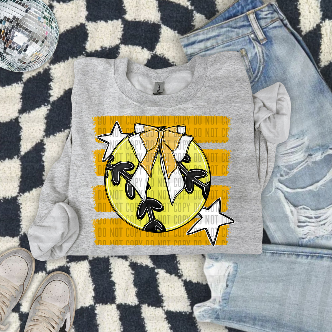 Softball Bow DTF transfer in Mustard