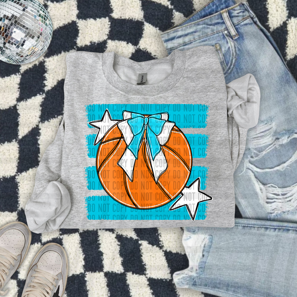 Basketball Bow DTF transfer in Bright Blue