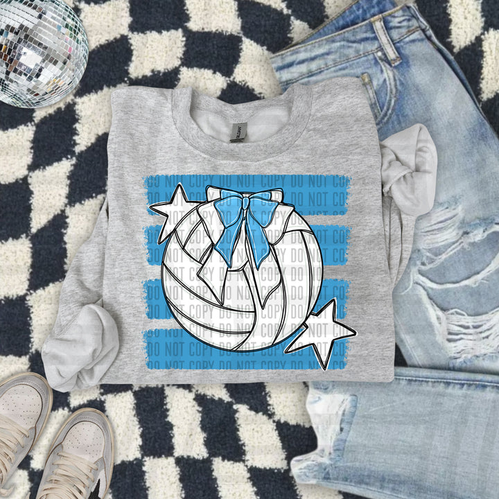 Volleyball Bow DTF transfer in Light Blue