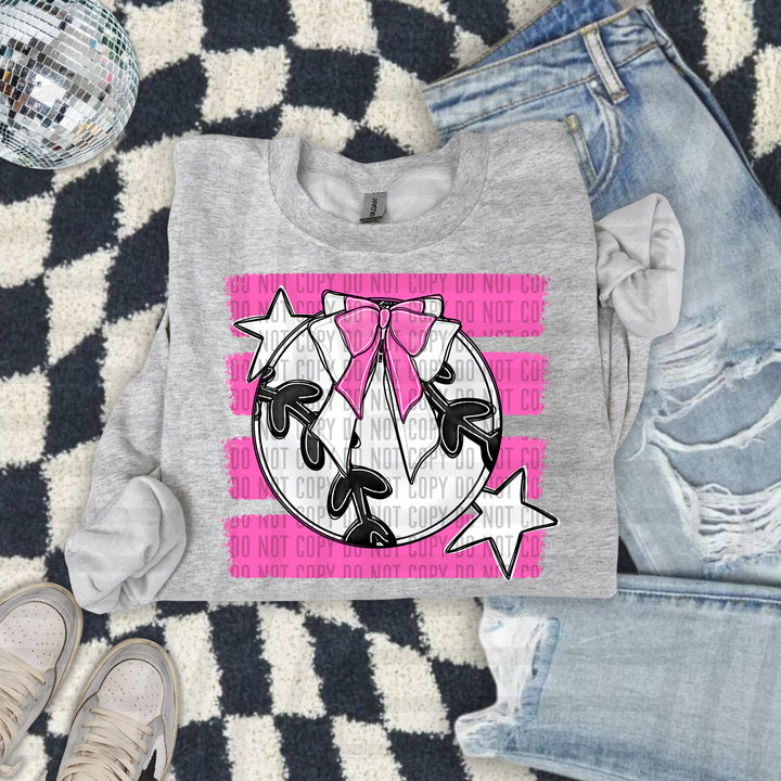 Baseball Bow DTF transfer in Pink