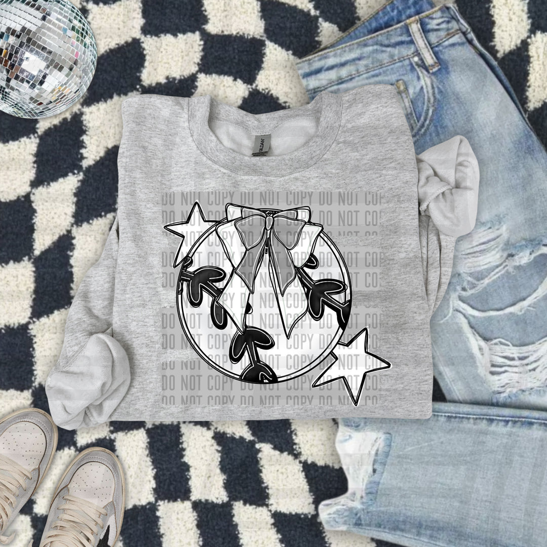 Baseball Bow DTF transfer in Silver