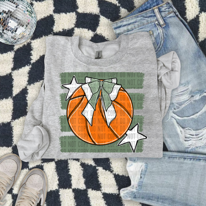 Basketball Bow DTF transfer in Sage