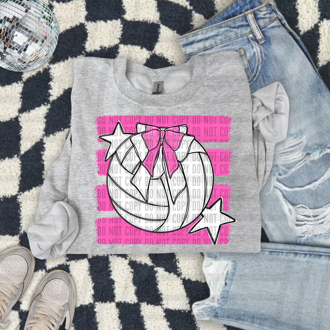 Volleyball Bow DTF transfer in Pink