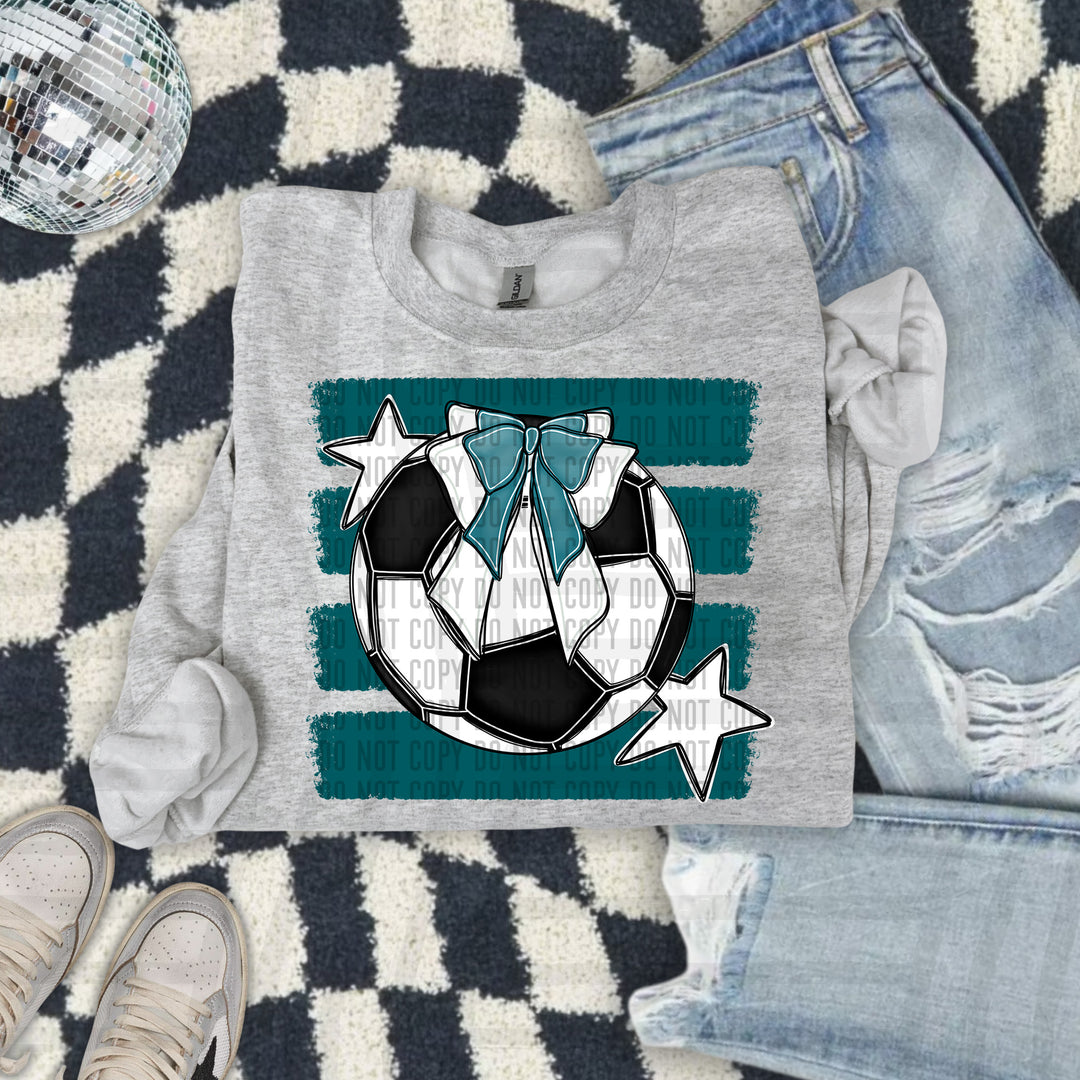 Soccer Bow DTF transfer in Teal