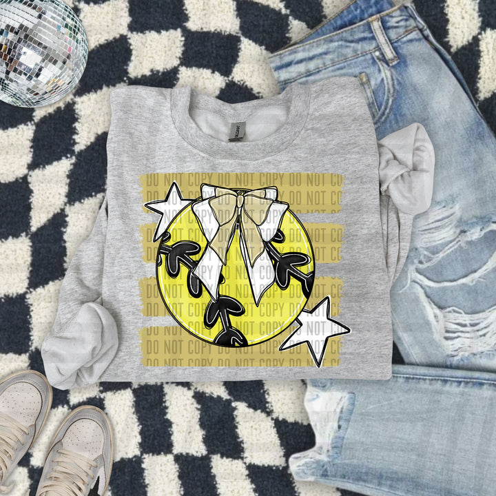 Softball Bow DTF transfer in Light Gold