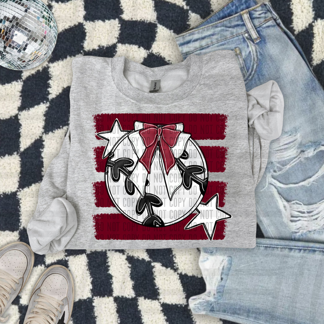 Baseball Bow DTF transfer in Maroon