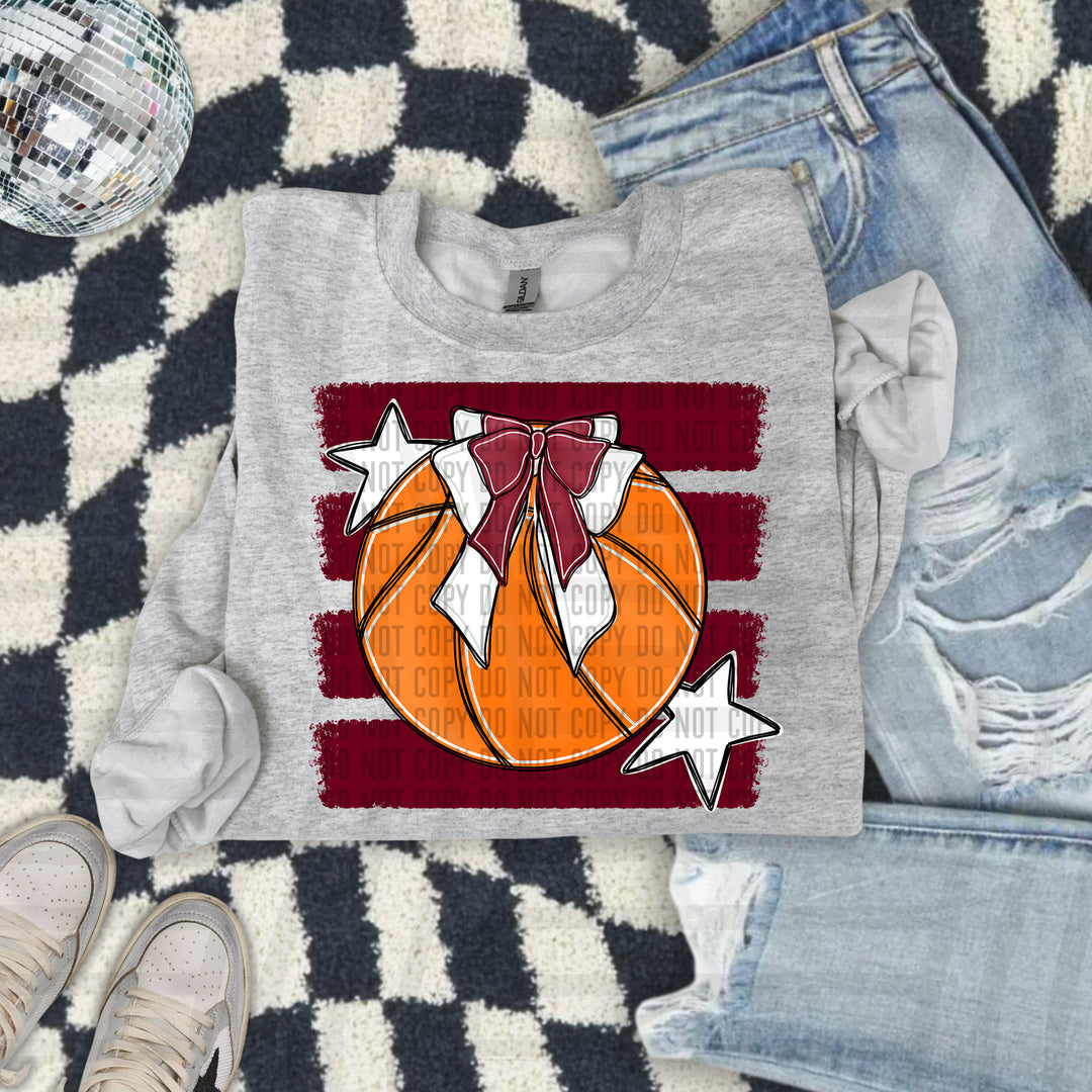 Basketball Bow DTF transfer in Maroon
