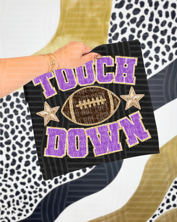 Touchdown faux chenille DTF transfer in purple