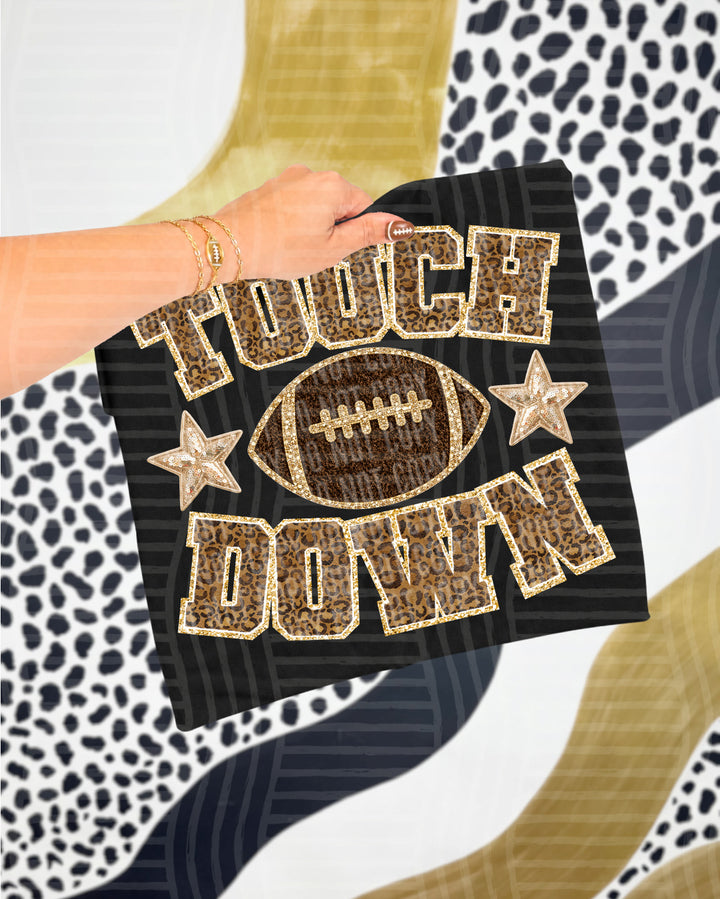 Touchdown faux chenille DTF transfer in leopard print