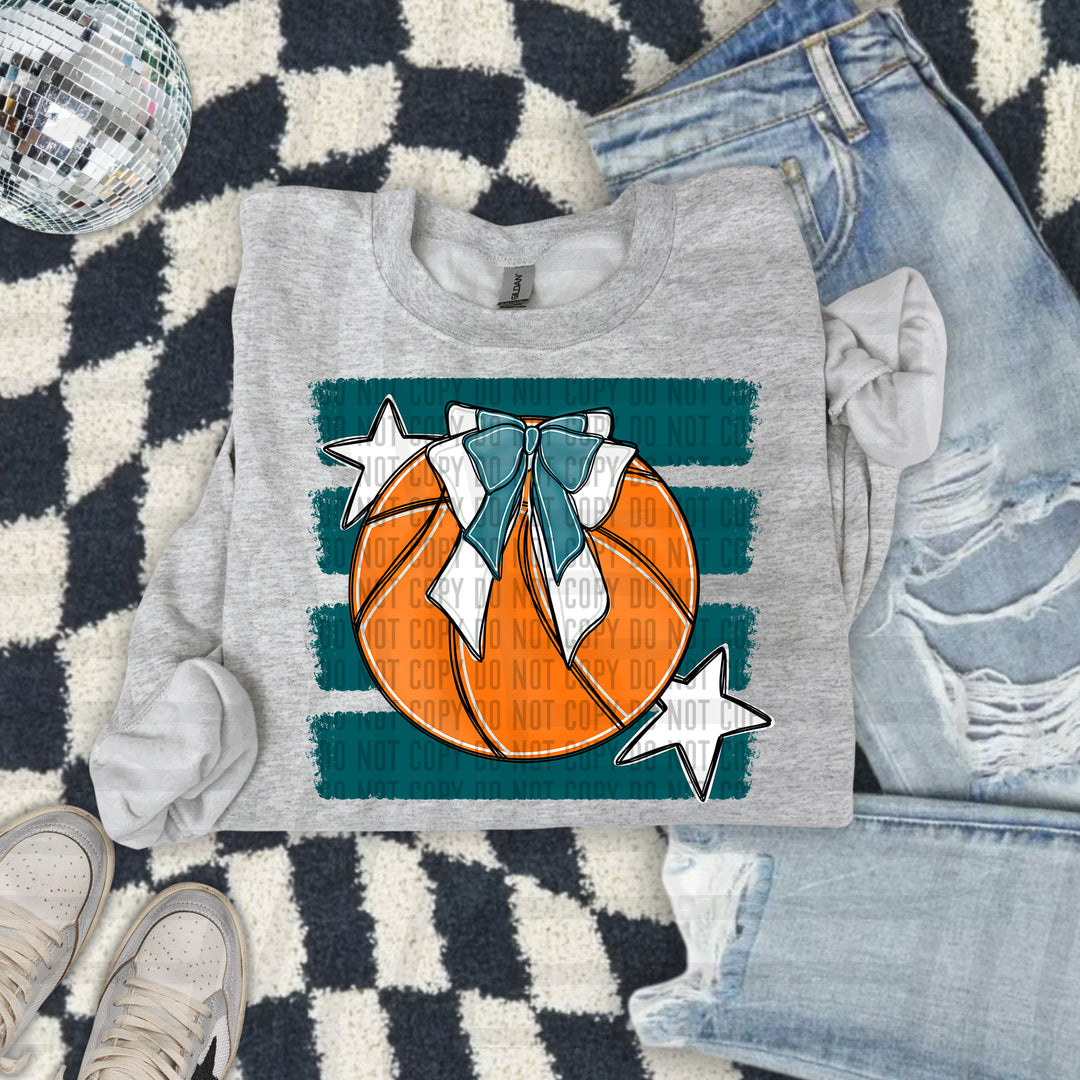 Basketball Bow DTF transfer in Teal