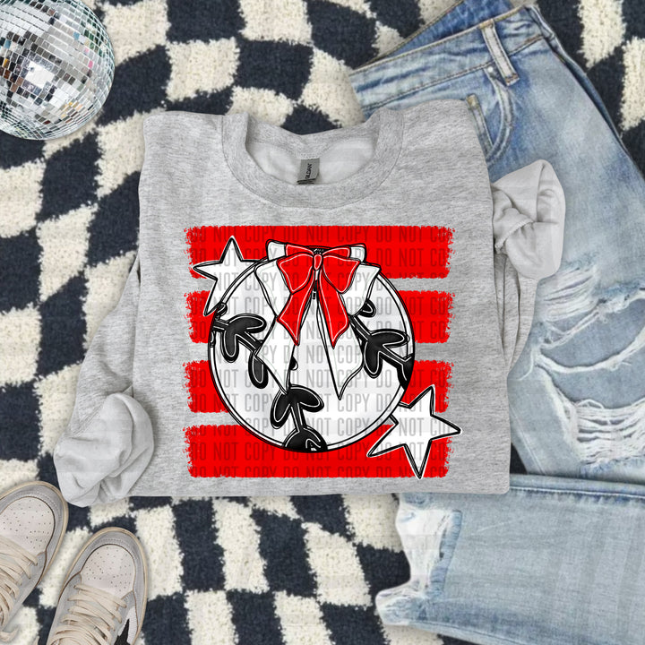 Baseball Bow DTF transfer in Red