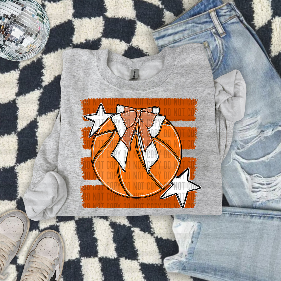 Basketball Bow DTF transfer in Burnt Orange