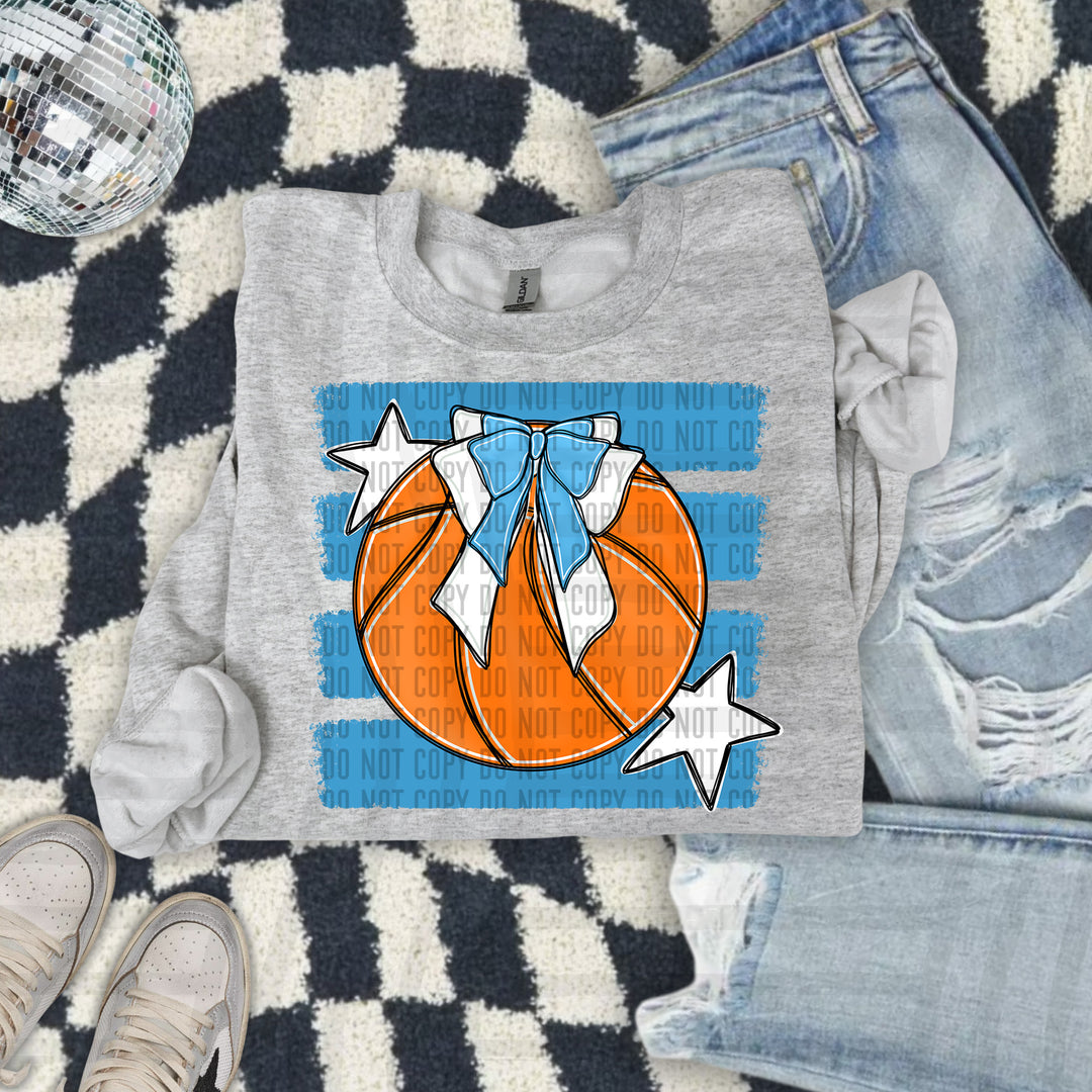 Basketball Bow DTF transfer in Light Blue