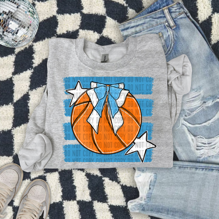 Basketball Bow DTF transfer in Light Blue