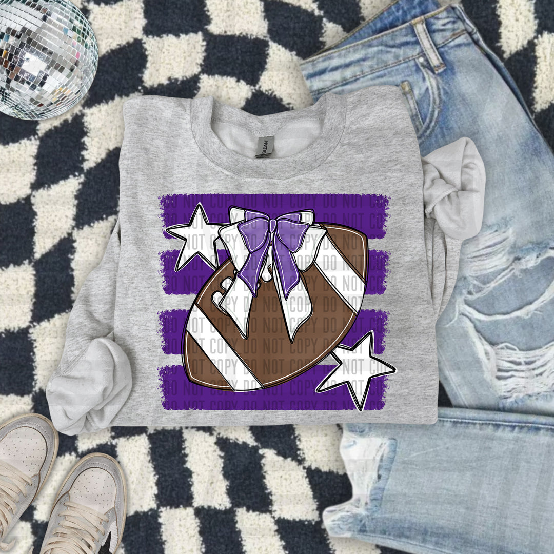 Football Bow DTF transfer in Purple