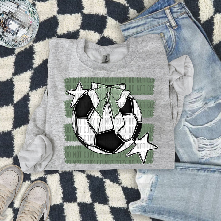Soccer Bow DTF transfer in Sage