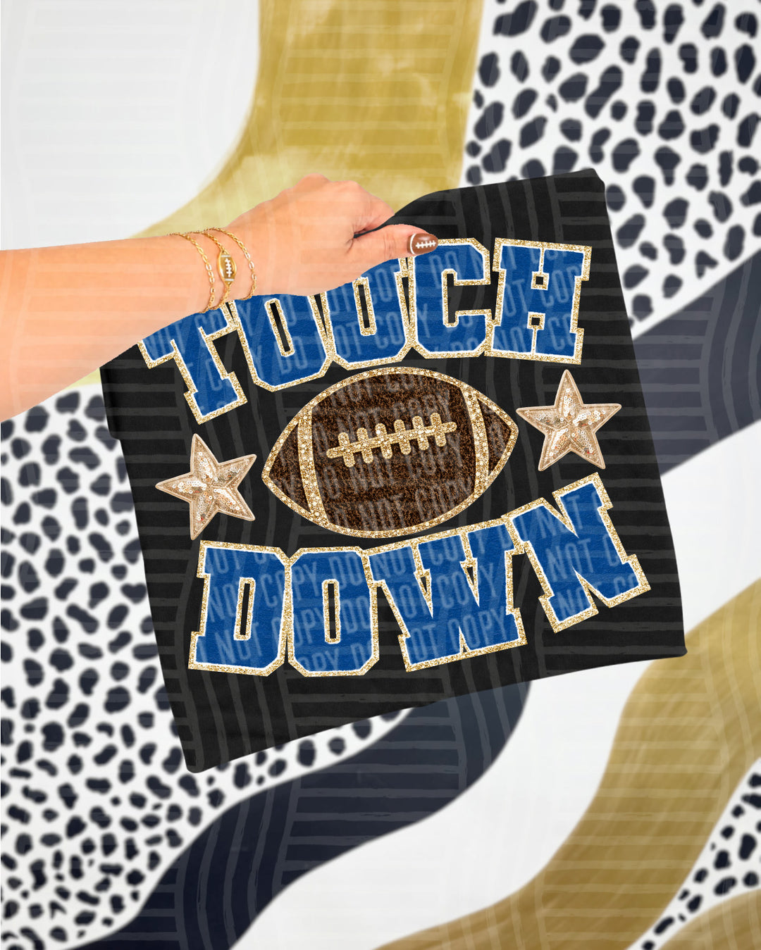 Touchdown faux chenille DTF transfer in navy