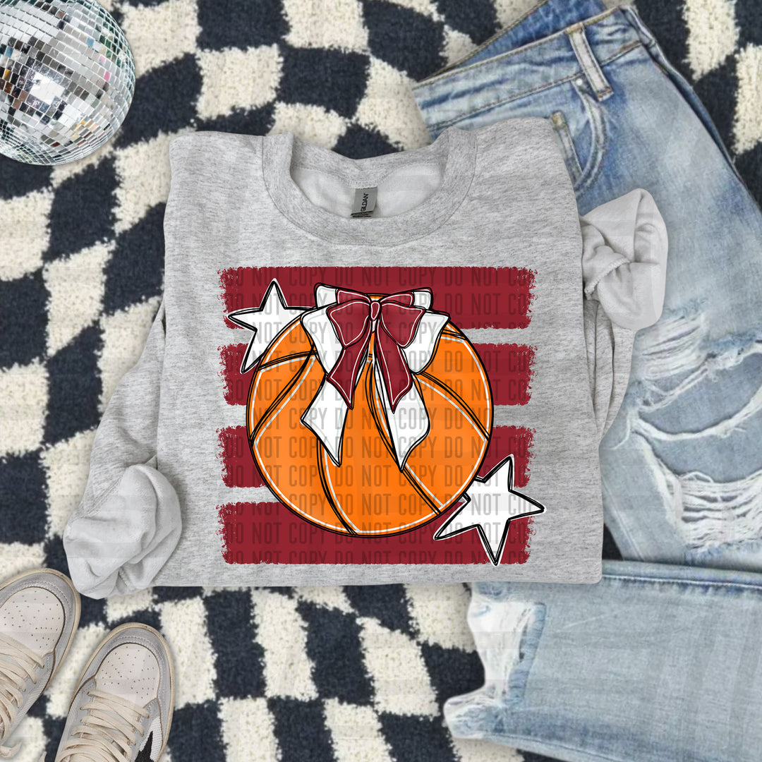 Basketball Bow DTF transfer in Crimson