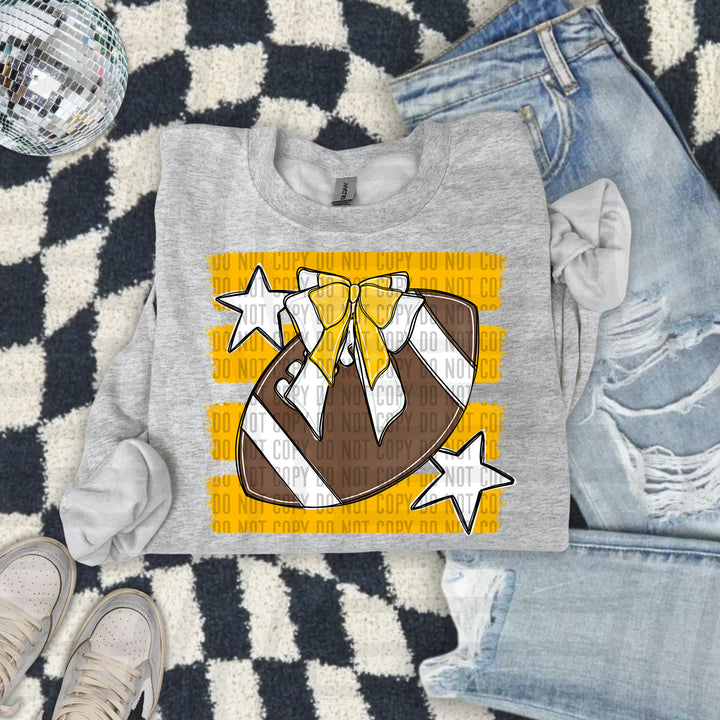 Football Bow DTF transfer in Yellow