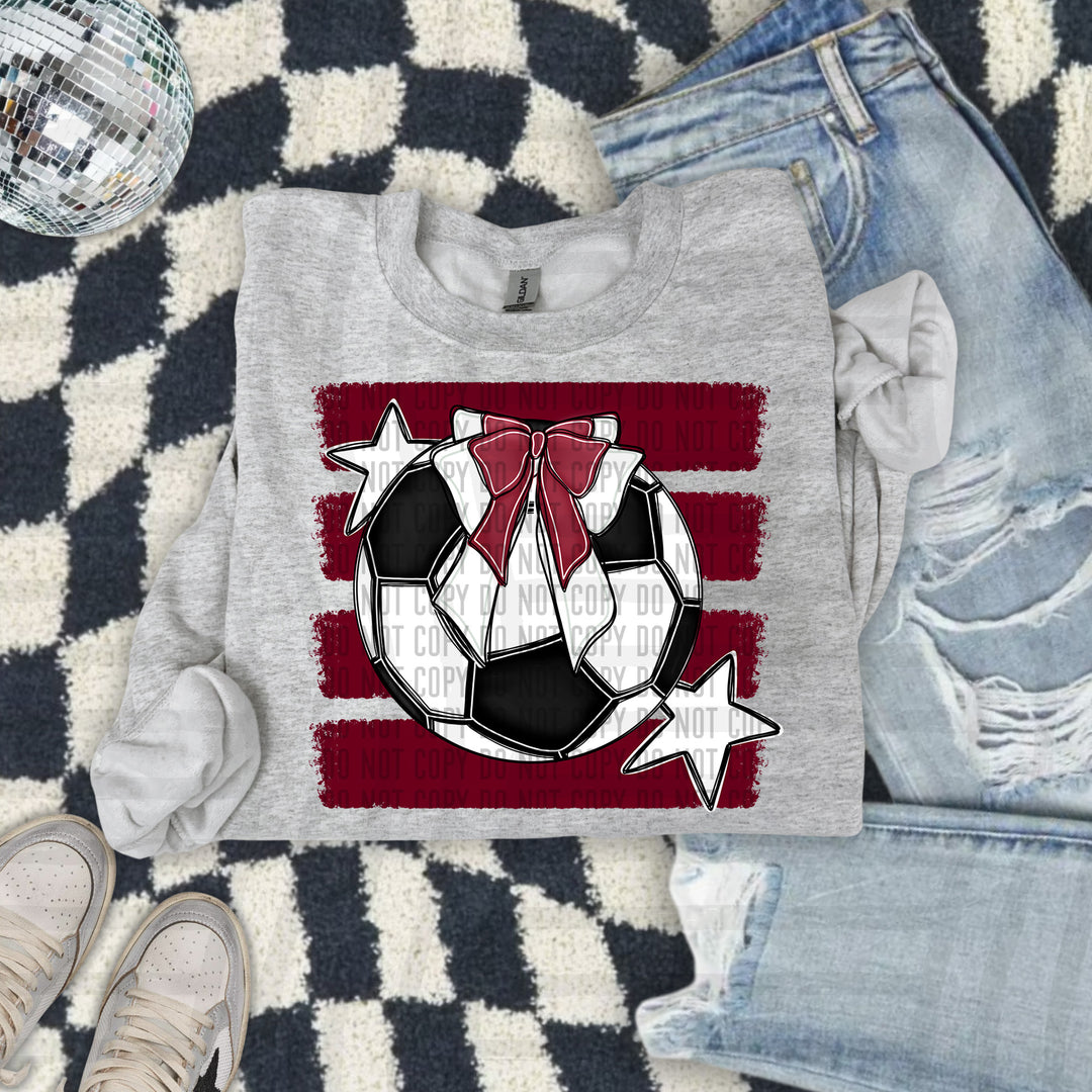 Soccer Bow DTF transfer in Maroon