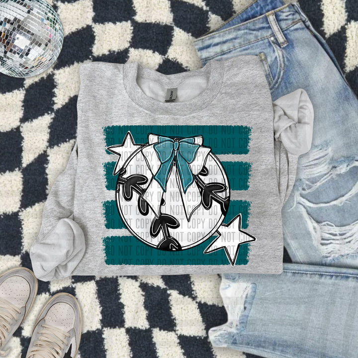 Baseball Bow DTF transfer in Teal