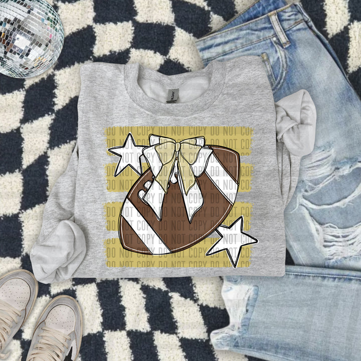 Football Bow DTF transfer in Light Gold