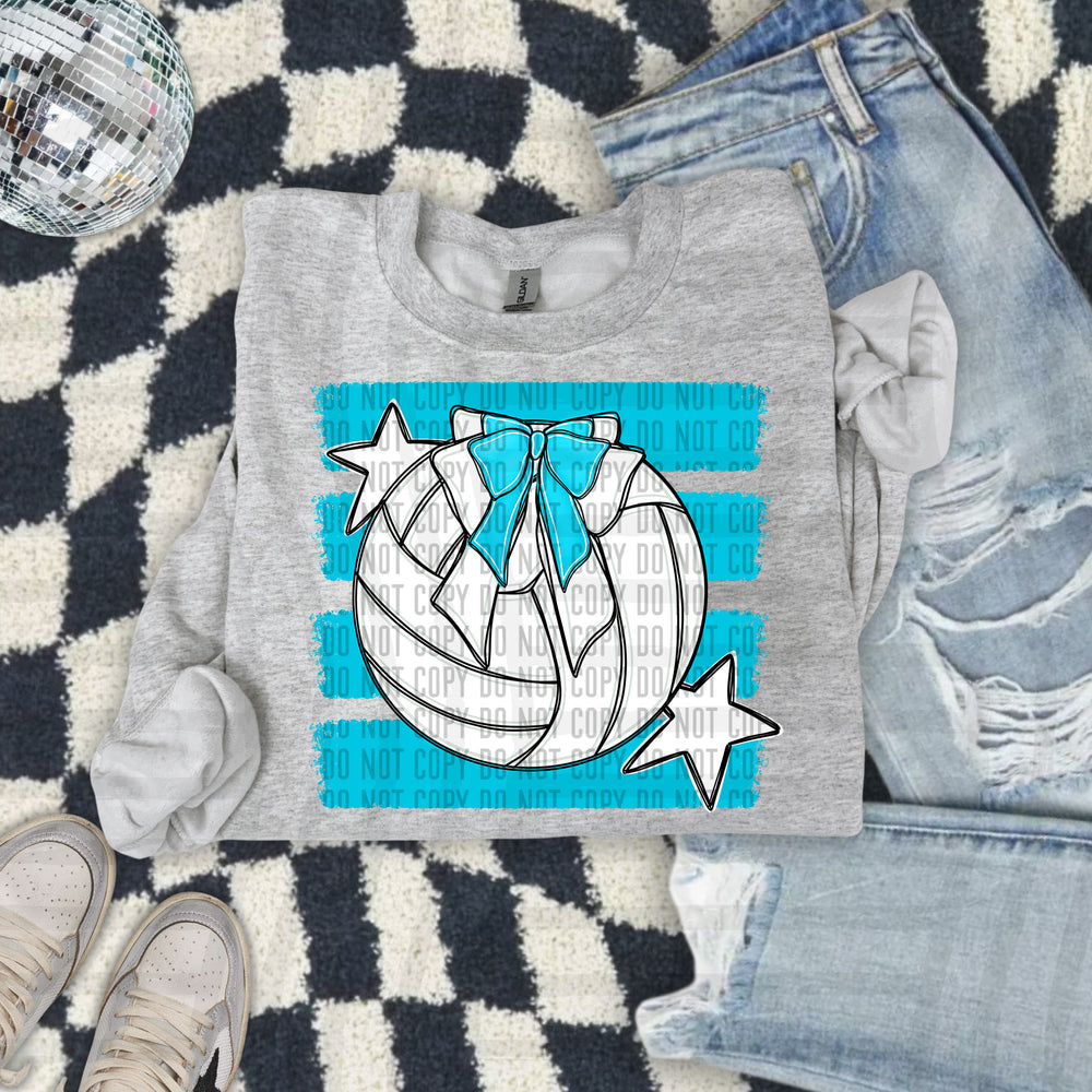 Volleyball Bow DTF transfer in Bright Blue