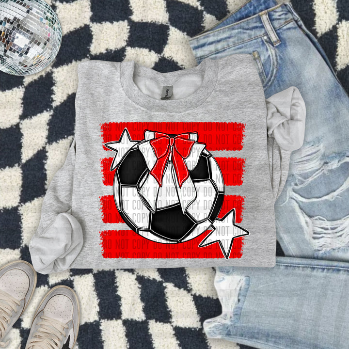 Soccer Bow DTF transfer in Red