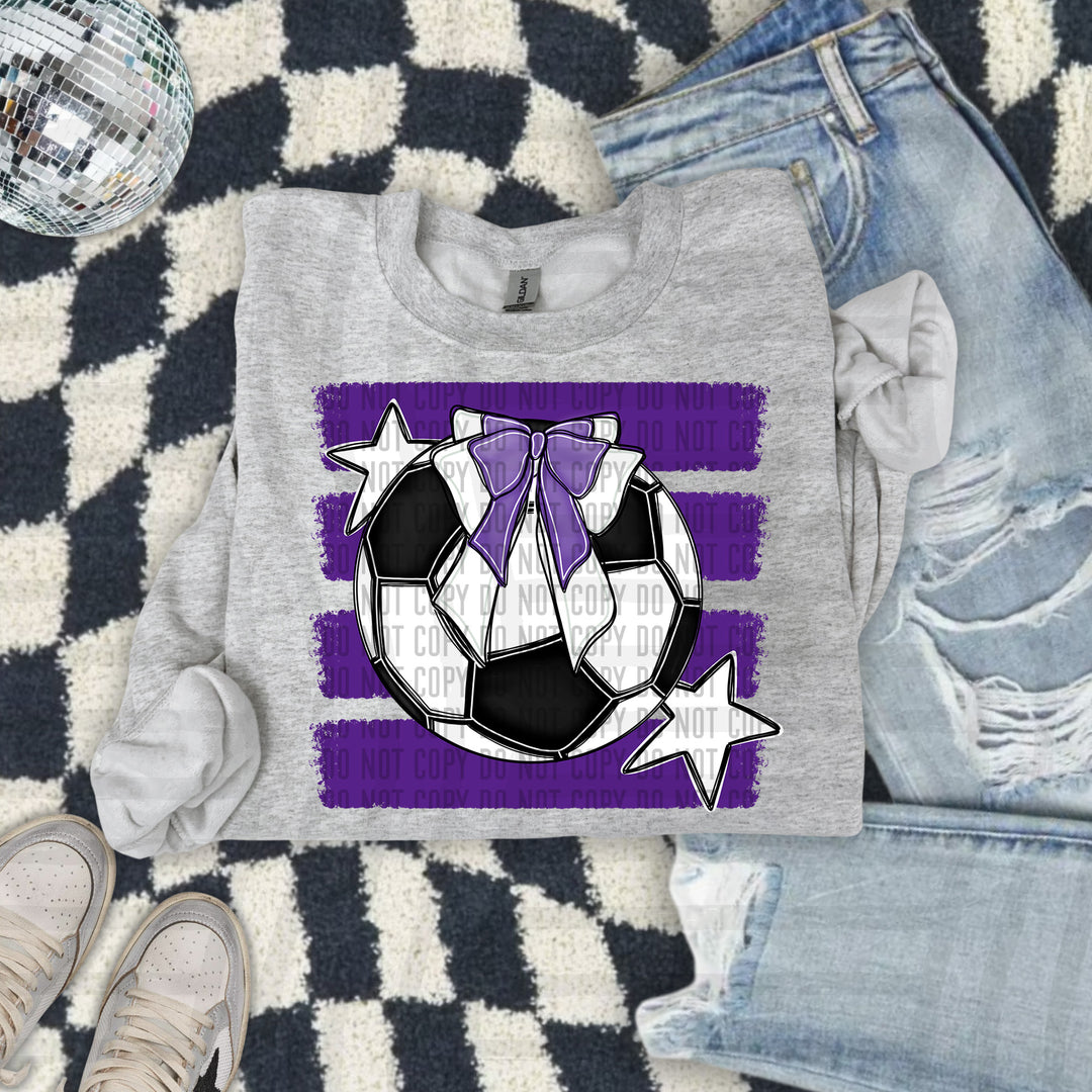 Soccer Bow DTF transfer in Purple