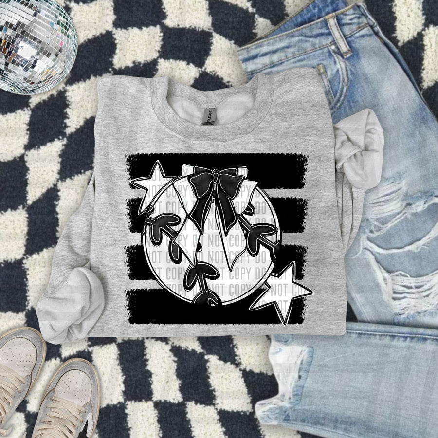 Baseball Bow DTF transfer in Black & White