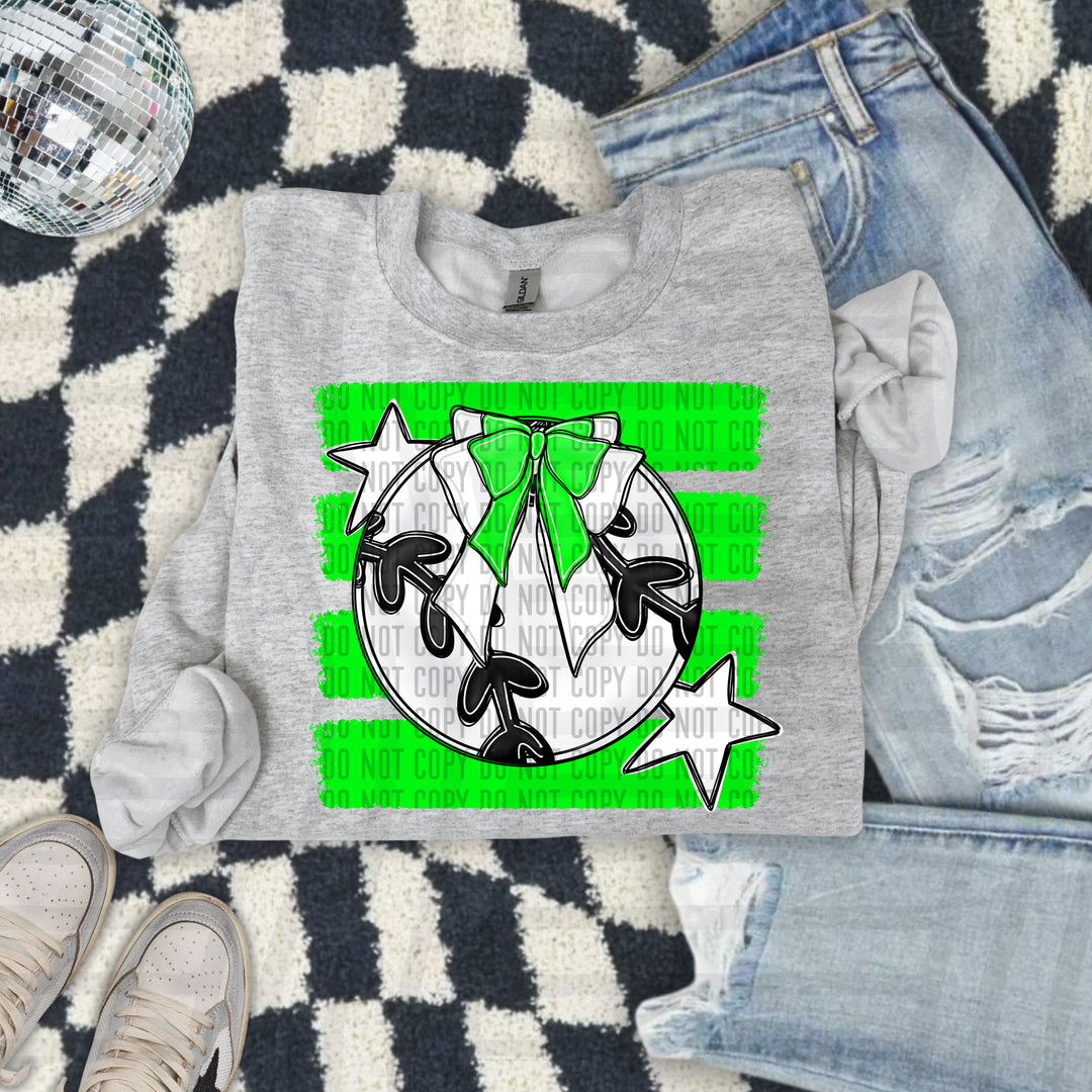 Baseball Bow DTF transfer in Lime