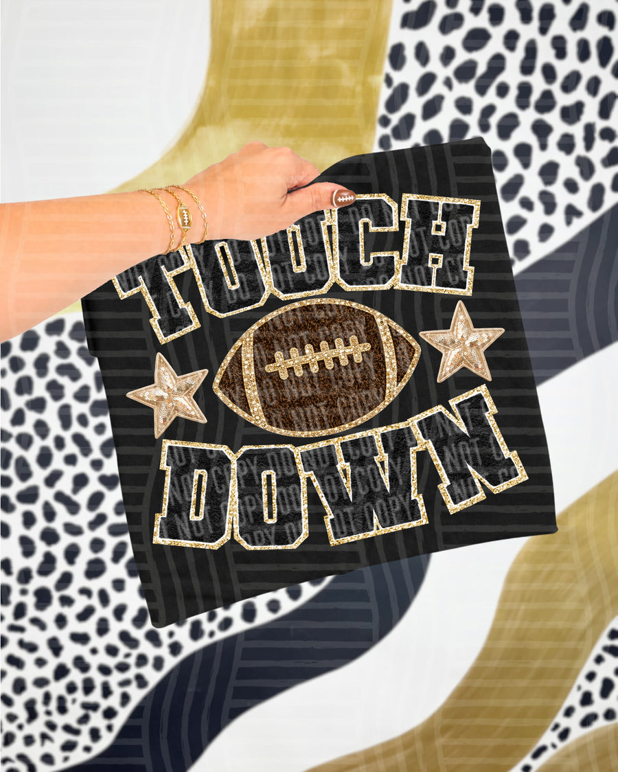 Touchdown faux chenille DTF transfer in black