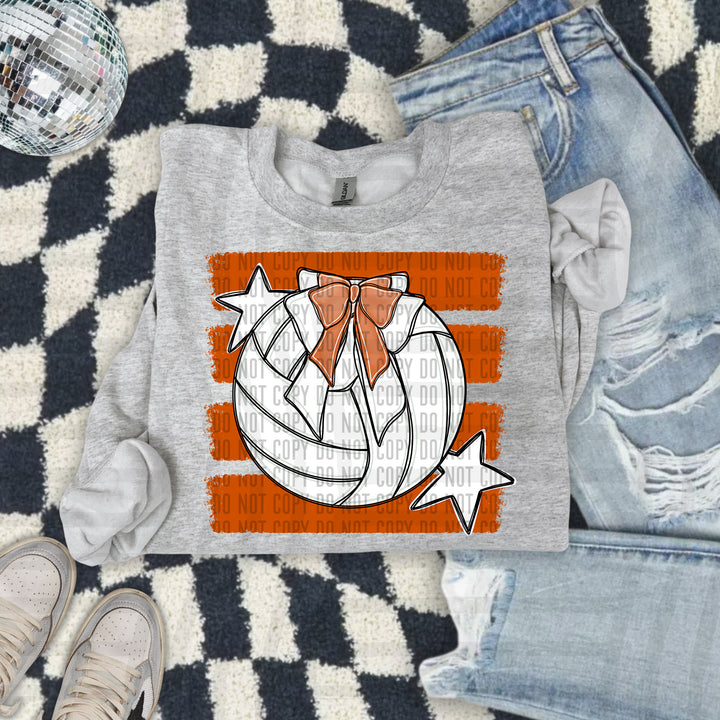 Volleyball Bow DTF transfer in Burnt Orange