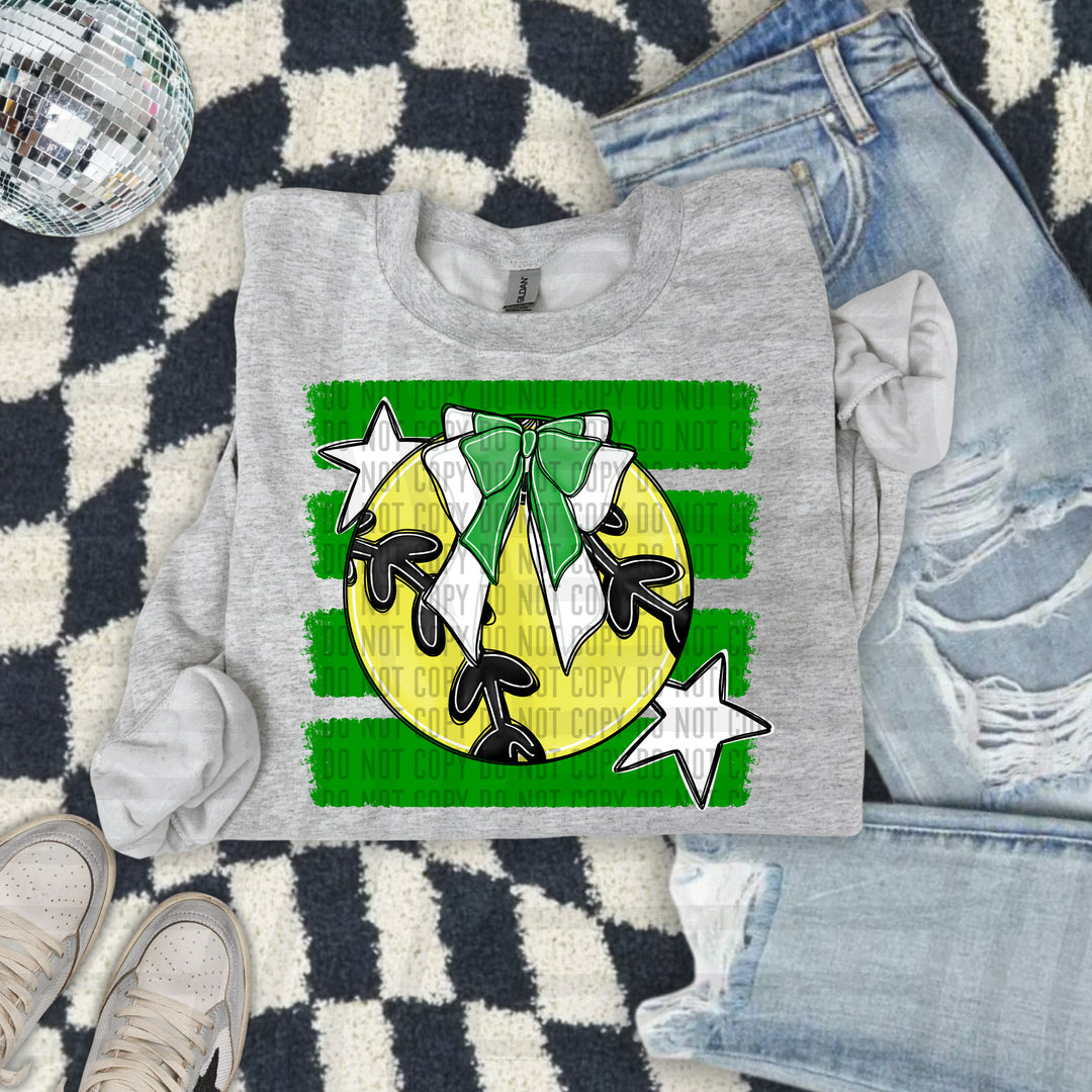 Softball Bow DTF transfer in Green