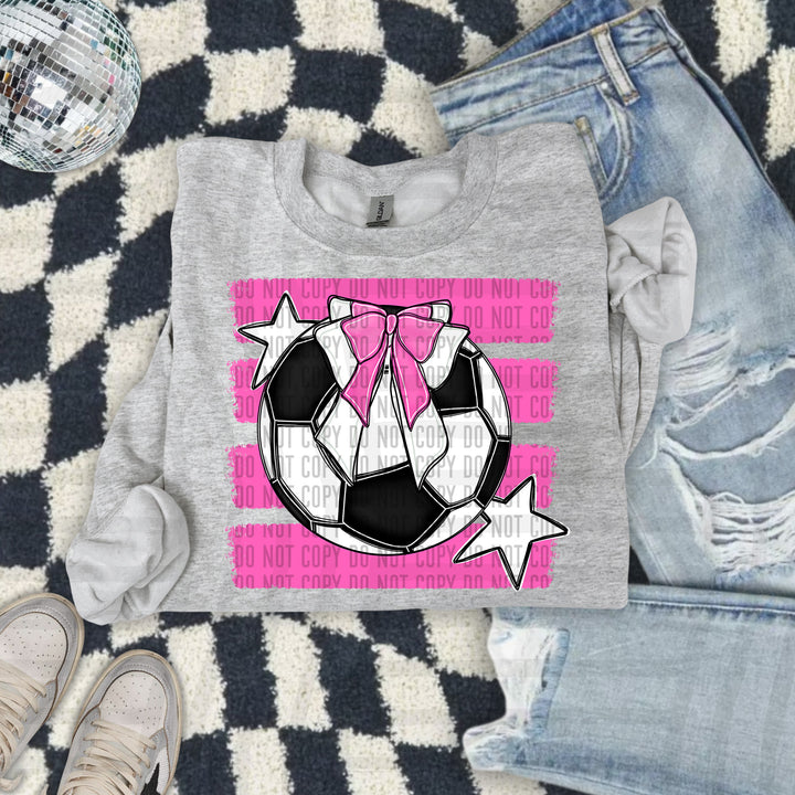 Soccer Bow DTF transfer in Pink