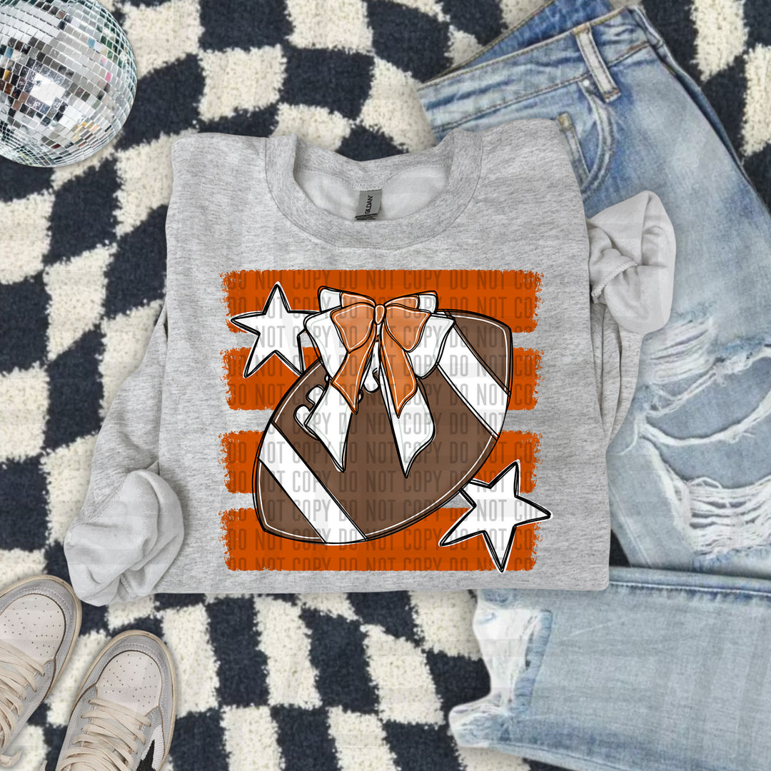 Football Bow DTF transfer in Burnt Orange