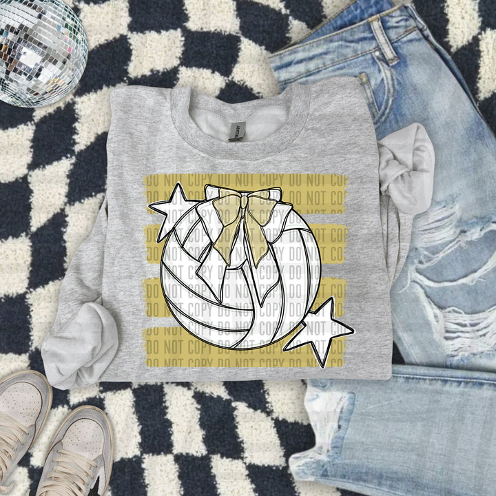 Volleyball Bow DTF transfer in Light Gold