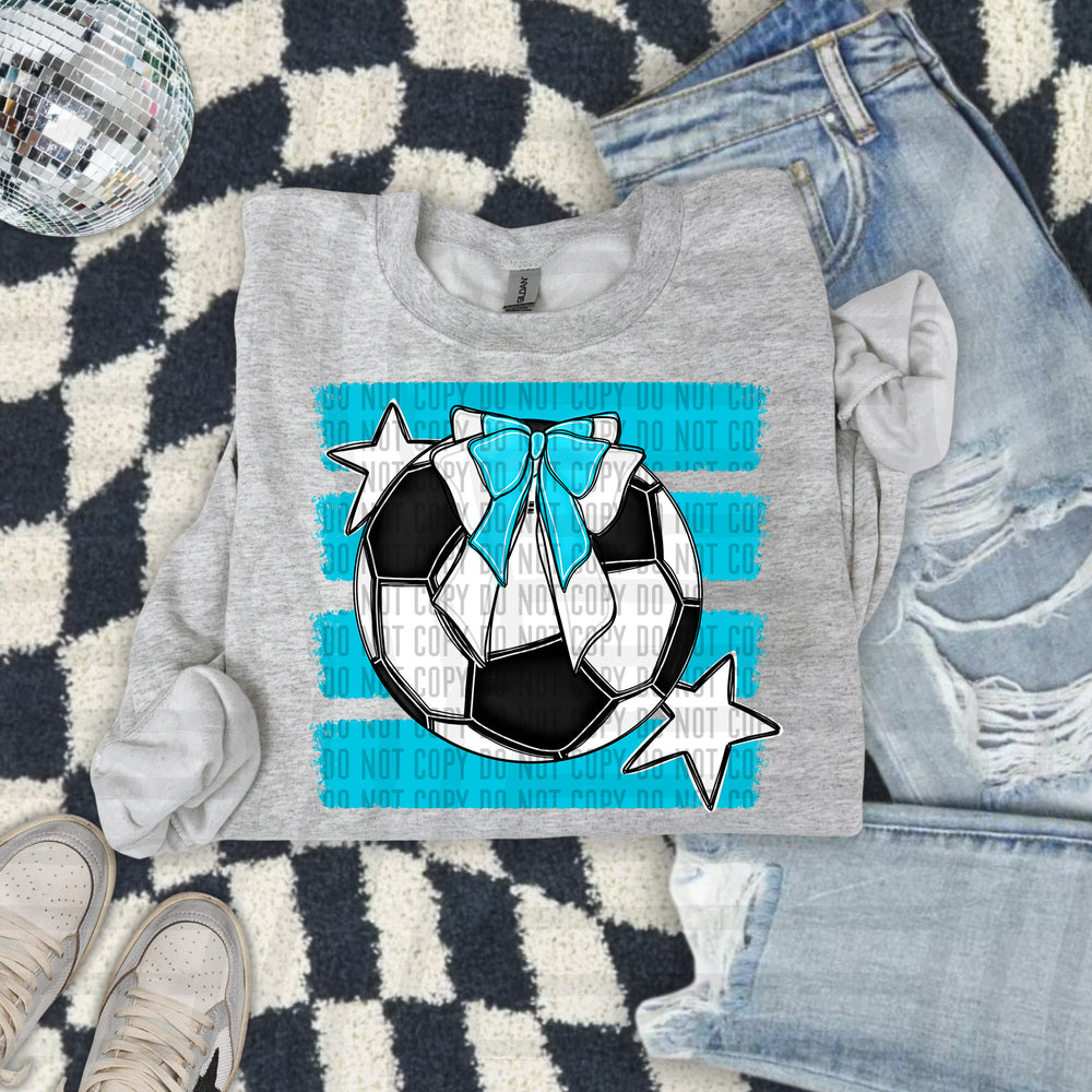 Soccer Bow DTF transfer in Bright Blue
