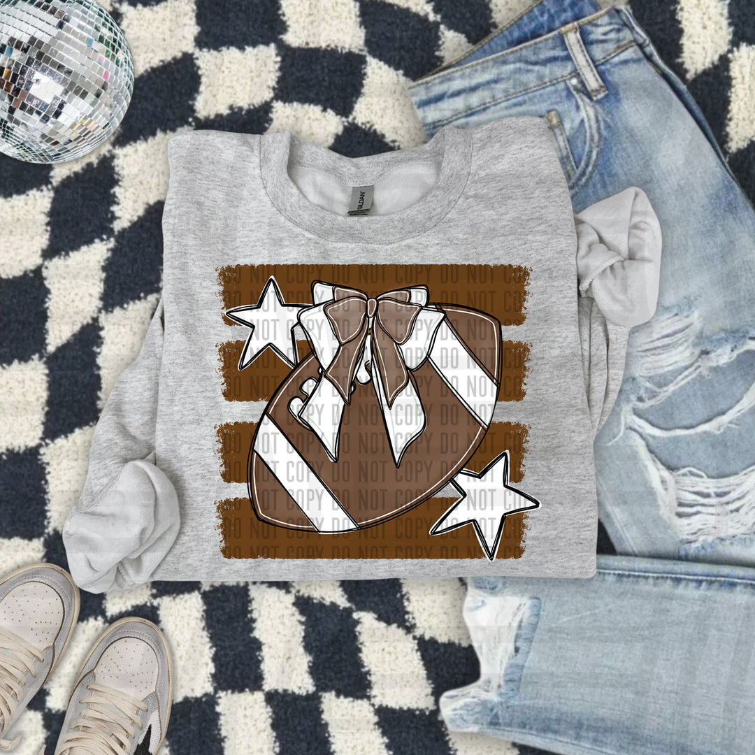 Football Bow DTF transfer in Brown
