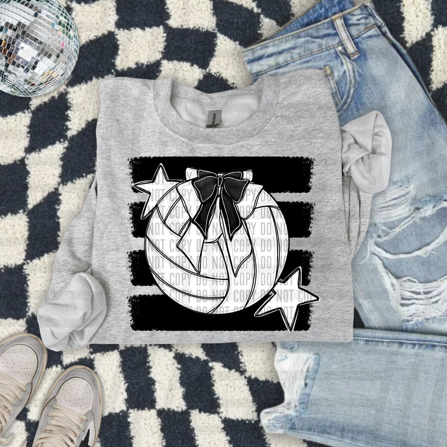 Volleyball Bow DTF transfer in Black & White