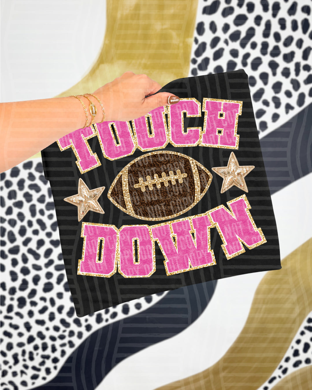 Touchdown faux chenille DTF transfer in dark pink